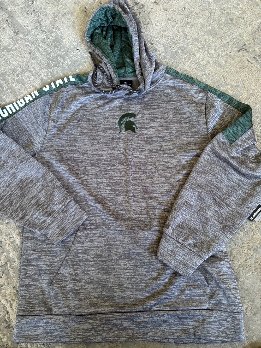 Colosseum Gray & Green Michigan State Pullover Hoodie